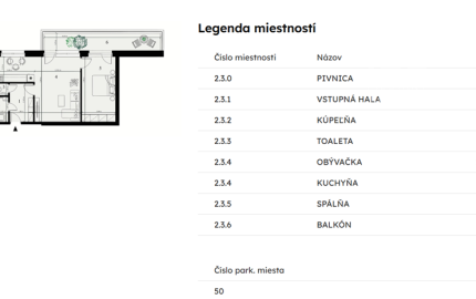 *LIMITOVANÁ ZĽAVA 10% *jediný 2-izb. byt v štandarde s parkovaním v cene, projekt SELANKY Pobedim