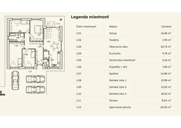 Na predaj 4-izb. alebo 5-izb. RD, pozemok 622 m² v projekte SELANKY Pobedim