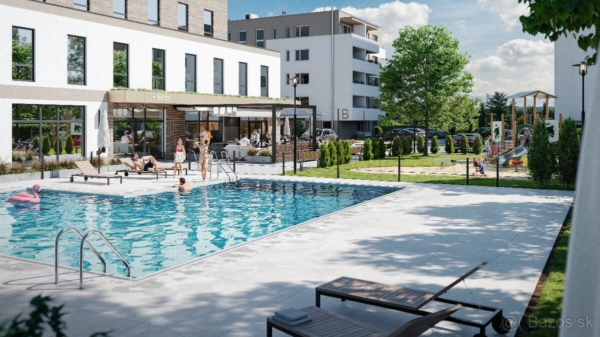 *IBA U NÁS * 3i byt s predzáhradkou v štandarde, klimatizácia, parkovanie + bazén
